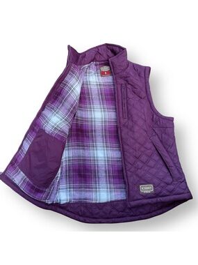 C.E. Schmidt Chore Outdoor Workwear Barn Purple Flannel Lined Vest Small